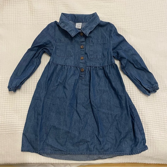 Old Navy Long Sleeves Collared Denim Dress 18-24 Months - Picture 1 of 5